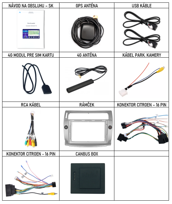 SK_Příslušenství pro Isudar T68 chytré autorádio Citroen C4 I (2004-2009) evtech.cz